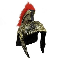 Roman Helmet W/Red Feather Trim
